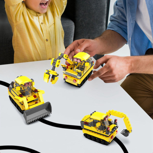 DIY induktiv gravemaskin byggeklosser Lekebil for barn 3+