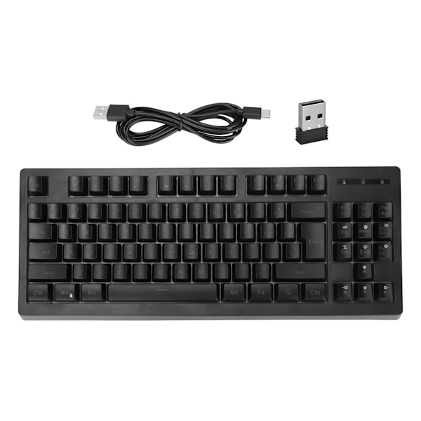 87 Keys Langaton Näppäimistö 2,4G 1800MAh Akku Power LED Mekaaninen Näppäimistö RGB-valolla pelaamiseen PC Musta