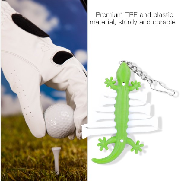Bärbar TPE & Plast Golf Tees Hållare Carrier med Tee Ball Maker Green Gecko