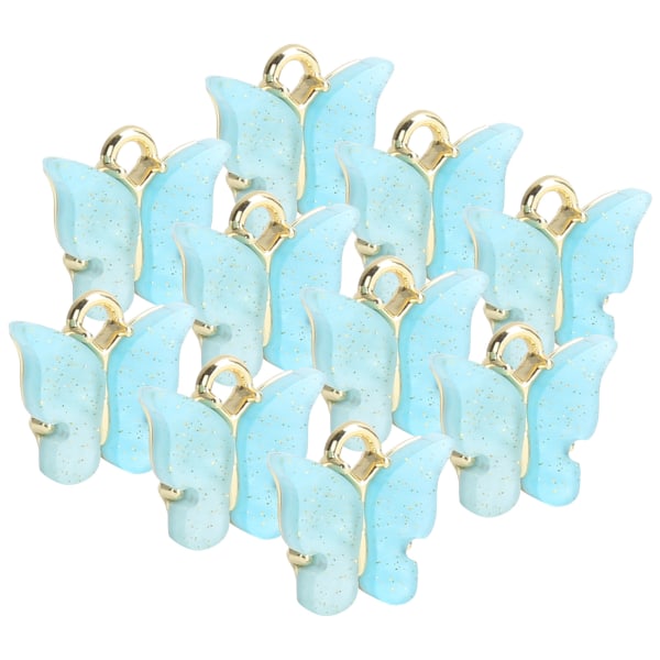 10 stk sommerfuglform anheng smykker halskjede armbånd ørepynt håndverk å lage tilbehør blå