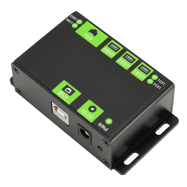 Industriell USB-hub i metall med 3 portar och 100 M nätverksport, expansionshubadapter med EU-kontakt 100–240 V