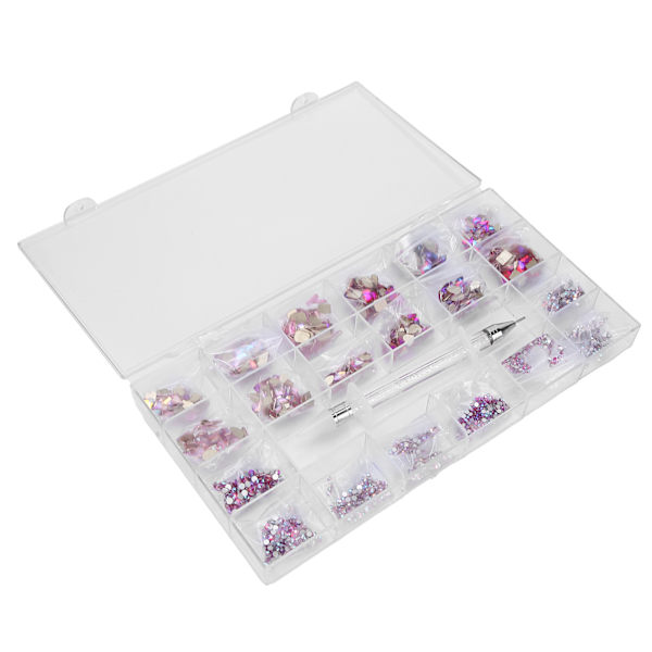 Professionella platta glasnaglar Rhinestones Nail Art Rhinestone Set Dekoration