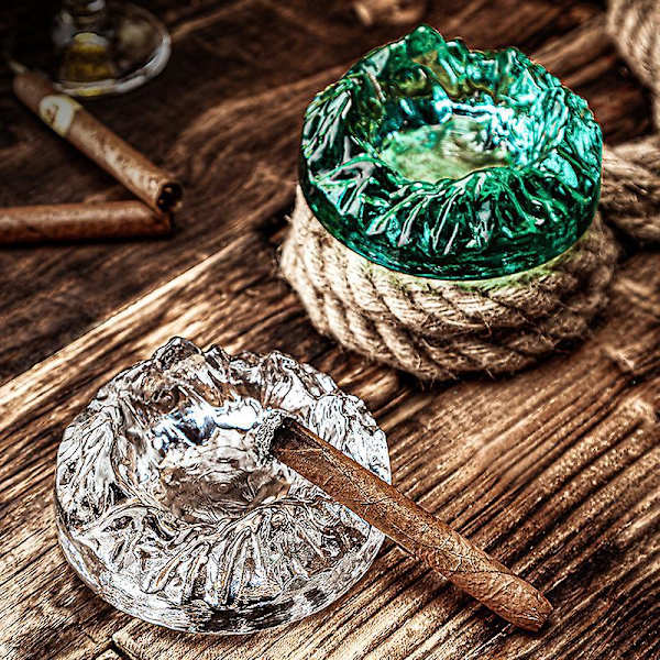 Green Crystal Glass Tuhkakuppi - Tyylikäs ja tyylikäs tuhkakuppi toimisto- ja hotellikäyttöön