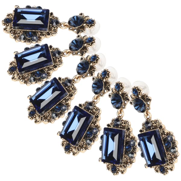 3 par örhängen diamant smaragd dinglande retro legering mode öronsmycken blå