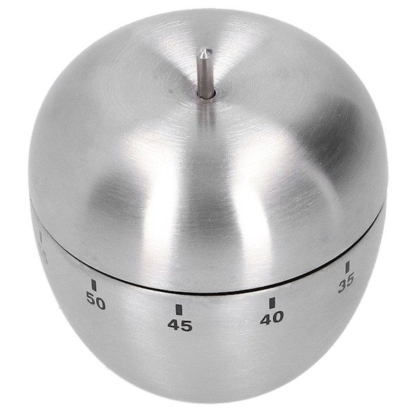 Æbleformet timer i rustfrit stål, mekanisk nedtællingsalarmtimer, køkkenredskab