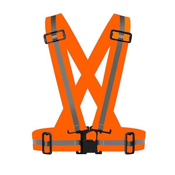 Reflekterende sikkerhedsvest til løb og cykling - Justerbar Vis Strap - Grøn Orange
