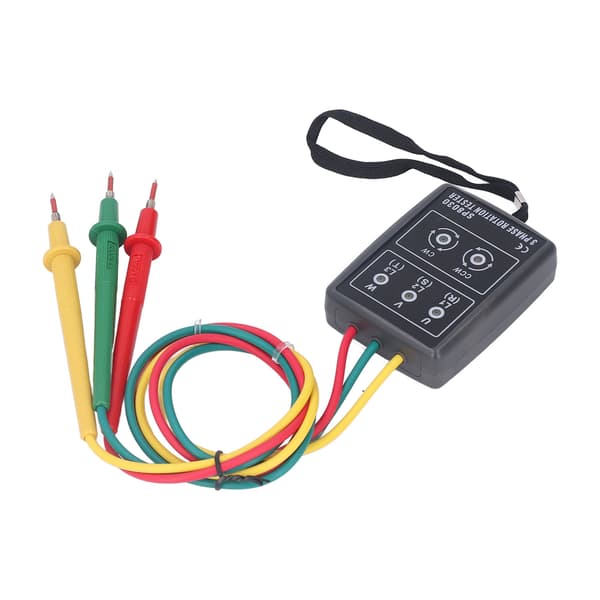 Faserotasjonsmåler 5 LED-indikator Ingen batteridesign 3 testledninger 3-fase sekvensrotasjonstester 60V til 600V AC