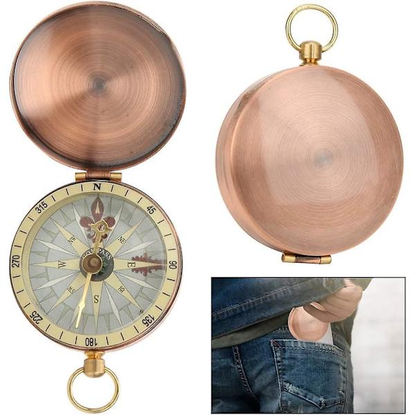 Vintage Retro Kobber Lommeur med Kompas - Overlevelsesudstyr til Camping og Vandreture