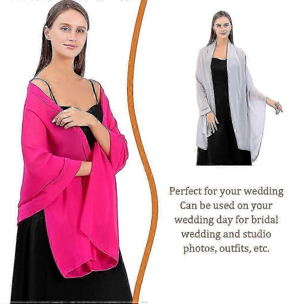 Chiffon Shawl Wrap for Wedding & Party Bridal Accessories Lightweight Decorative Scarf Cape Silver Gray