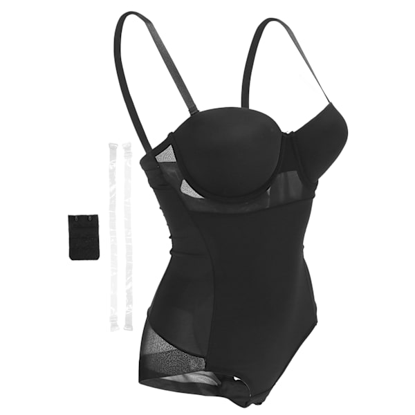 Body Shaping Dame Shapewear med BH Slankende Justerbar skulderrem Bodysuit til hele kroppen (Sort)M(34B)