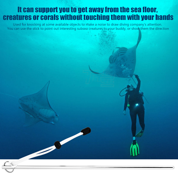 Aluminiumlegering Scuba Diving Støymaker Stick Rod Pointer med Fallskjerm Lanyard (Sølv)