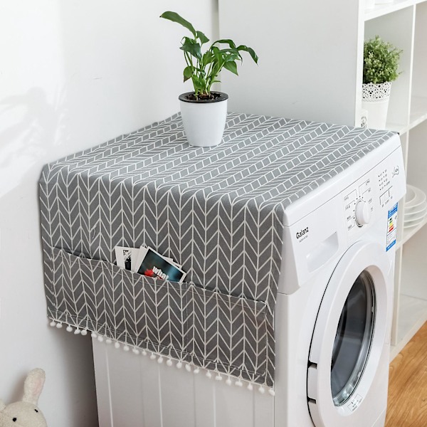 1 Styck Dammskydd för Tvättmaskin, 130x55cm Skyddande Överdrag för Kylskåp Tvättmaskiner med Sidoförvaringsfickor