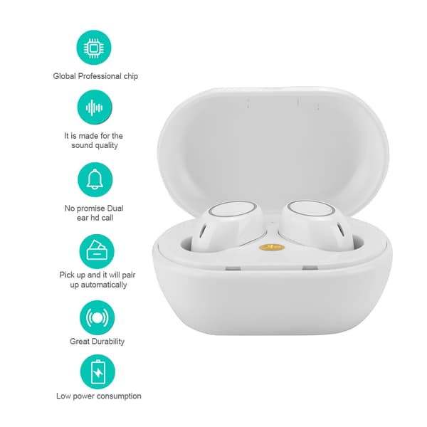 Trådlösa Bluetooth-hörlurar DC 5V TWS Headset CNC-gravering Titanmetallbearbetning Stöd Typ C-laddning (vit)