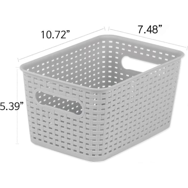Plast Opbevaringskurv - Køkken Kontor Spisekammer Organizer Beholdere (Lille-6PK, Grå)