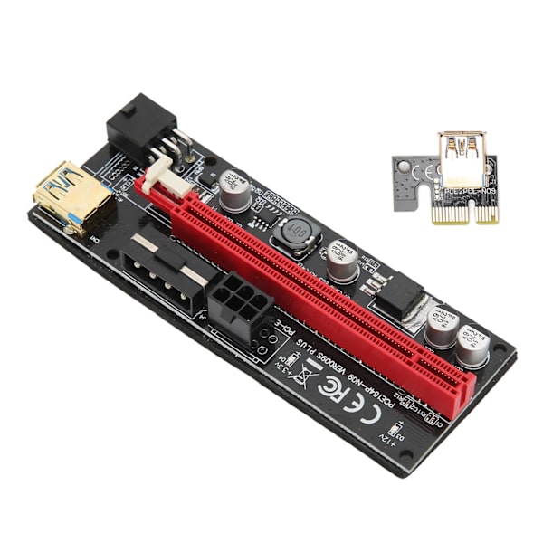 PCIE 1X til 16X Riser-kort 4 solide kondensatorer 6 PIN-interface USB-kabel fast spænde design PCIE GPU Riser Express-kabel Sort
