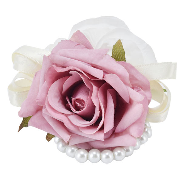 Brudehåndledd Blomst Brudepike kunstig håndledd Corsage armbånd til bryllupsdag Rosa