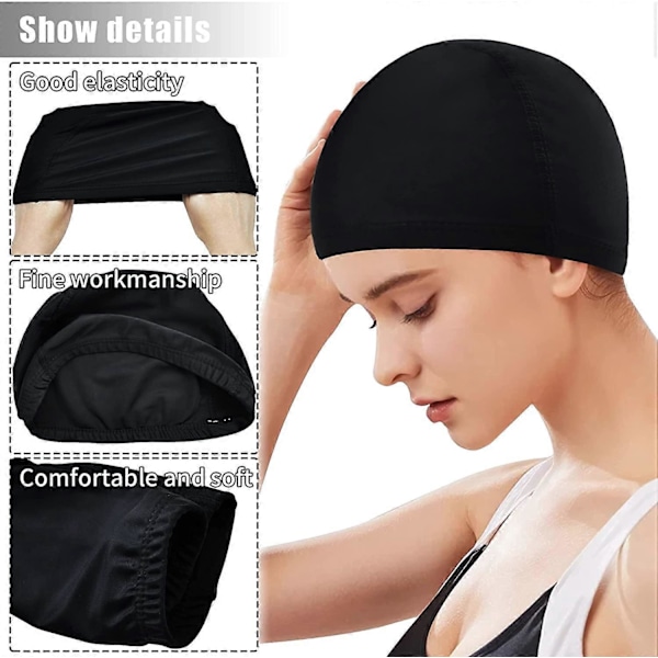 2 st Badmössa Poolsimning för Vuxna Badmössa Mjukt Polyestertyg Badmössa för Unisex Barn Vuxen Flicka Pojke Män Kvinnor 21*14cm (Ej Vattentät)