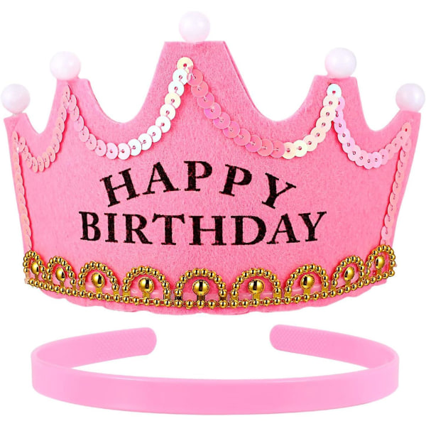 LED Pinkki Happy Birthday Party -hattu