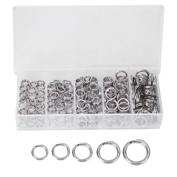 Fiske Rostfritt stål Dubbel Split Ring 200st Lure Beten Tillbehör Case Set