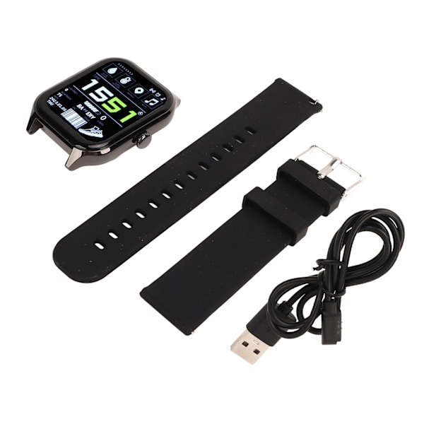 1,83 tommer GT40 Smart Watch HD Fuld Skærm 128Mb IP67 Vandtæt Smart Watch Støtte Bluetooth Opkald Sort