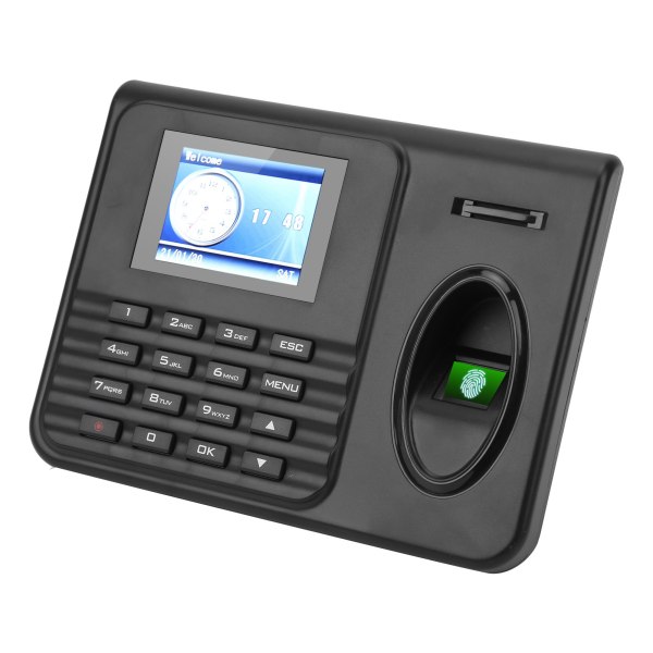 Oppmøte Machine Time Clock 2,4-tommers fargeskjerm Biometri Fingeravtrykk Passord Innsjekking Ut 100‑240VEU Plugg