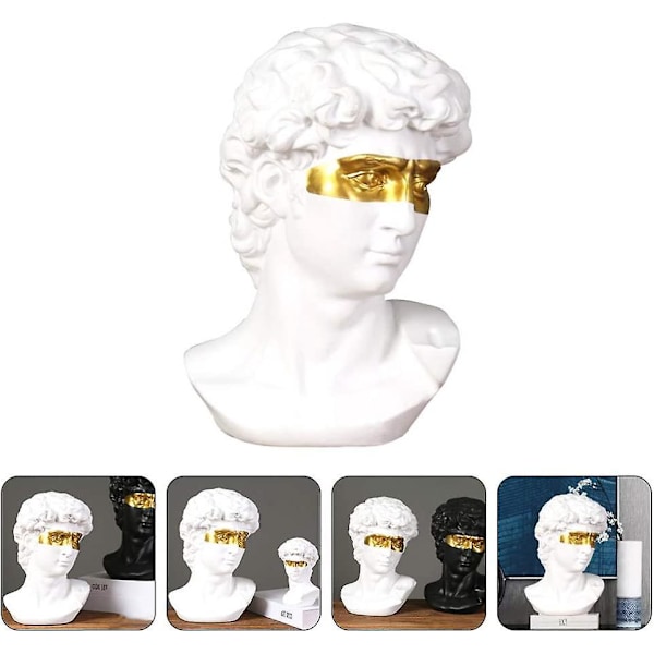 Buste af David resin statue guldmaling bøjet blind græsk statue resin statue menneskelig statue skulptur familie borddekoration (hvid)