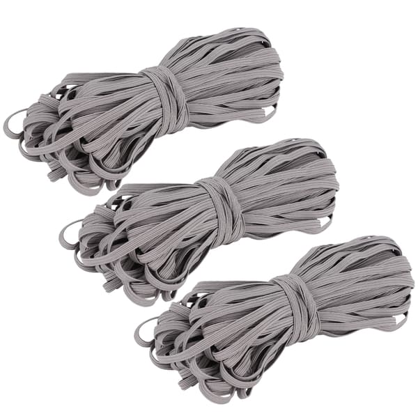 3st 6mm Polyester Elastiskt Band Flexibelt Rep Tejp Klädtillbehör 30 Yards/Rulle Grå