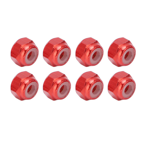 8 stk. låsemutter i aluminiumlegering med nylonfôr M2 sekskant låsemutter for Axial Scx24 1/24 RC-modeller rød