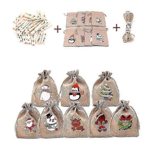 Julklappspåsar 14 cm Jutesäckar med Dragsko för Godis Kakor Present Julklappsförpackning