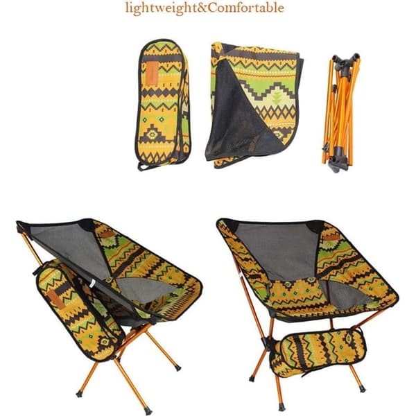 Ultralet foldbar campingstol til udendørs vandreture, grill, picnics (gul)