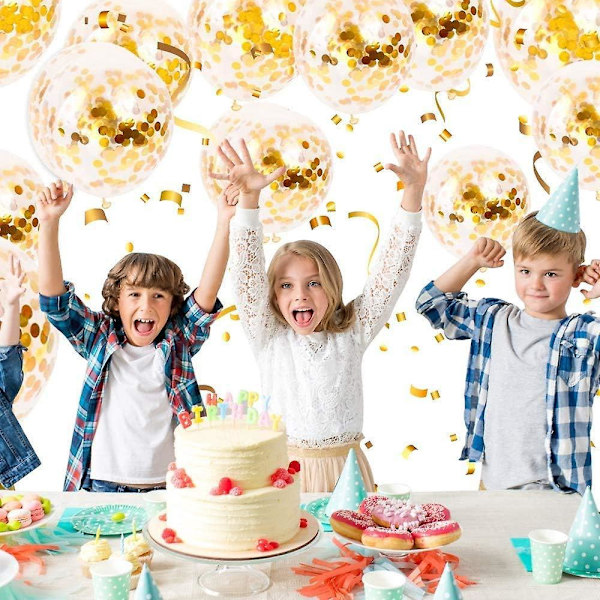 100 guldkonfetti latexballonger - perfekta för födelsedag, bröllop, förlovning, jubileum, baby shower och examensfester