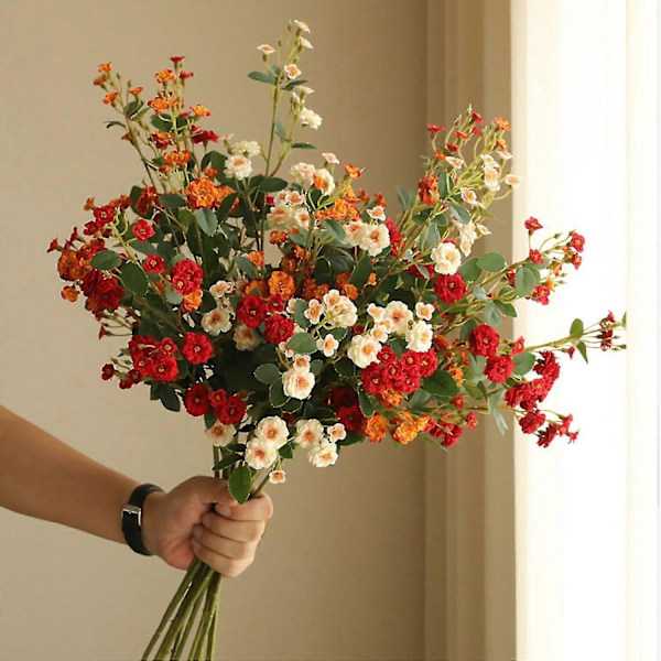 Kunstig Blomst Levende Udseende Realistisk Udseende Falsk Silke Hjem Bord Midterstykke Simulation Min Orange