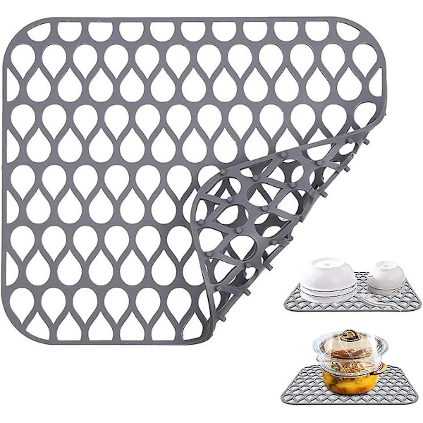 35*29cm Stor Silikone Opvaskemåtte Køkkenvask Måtte Silikone Afløbsmåtte Varmebestandig Skridsikker Drypmåtte 35*29cm