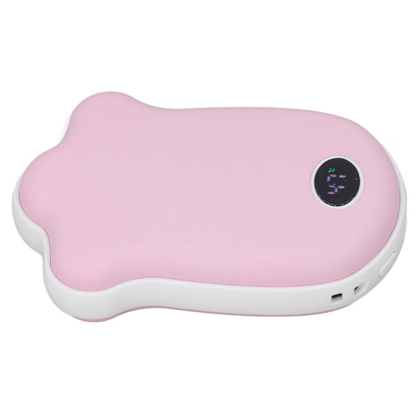USB uppladdningsbar handvärmare Cat Paw med LCD-skärm Dubbelsidig uppvärmning 2 nivåer justerbar handvärmare Power Bank för telefon Rosa