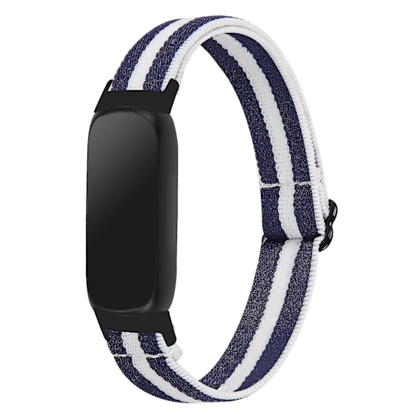 Fitbit Inspire 3 Nylon flettet Solo Loop Sport urrem med sort stik Midnight Blue White