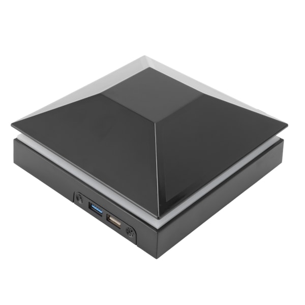 Konsol køleventilator 12W 3 vindhastigheder Touch Switch Justerbar konsol Støvtæt køleventilator med LED-lys USB-porte Sort