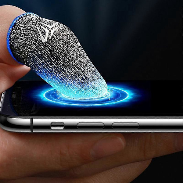 Svettsäkra Anti-halk Touch Screen Mobilspels Fingertoppshandskar (2st) Blå
