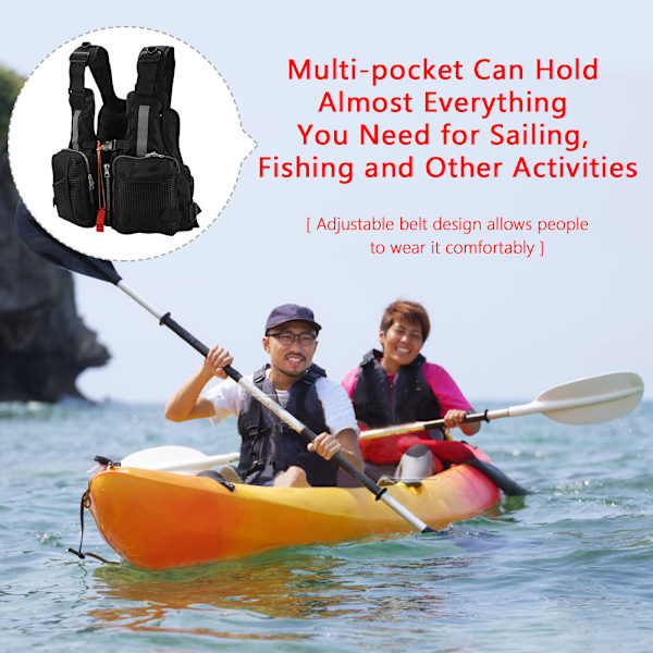 Voksne Redningsvest Redningsvest med Whistle Swimming Fishing Drivdragt (sort)