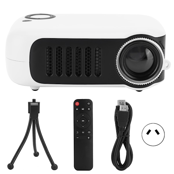 Mini Portable Projector Household Projectors 320 x 240 Resolution with 2-Inch LCD Screen (100-240V)Black and White AU