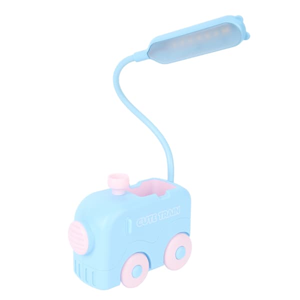 Mini Tog LED Nattbordslampe Øyebeskyttelse Studieleselys USB-lading med Pennholder for Barn Blå