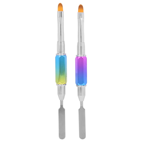 2 stk DualEnded UV Gel Brush Picker Rustfrit stål bærbare neglebørster Manicure Tool