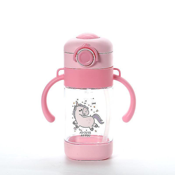 Vektet sugerør med myk silikon sugerør - 360 ml baby vannflaske rosa