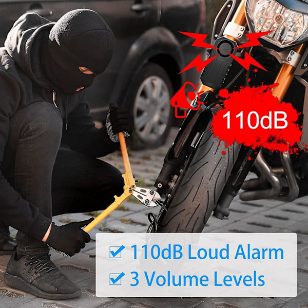 Trådlöst cykelalarmset - Stöldskyddande vibrationsrörelsesensor, IP55 vattentät, superhög