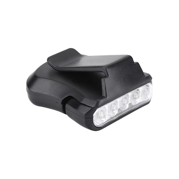 5 LED- cap Clip Head Lamp Light Hat HeadLamp ulkokalastukseen camping (musta)