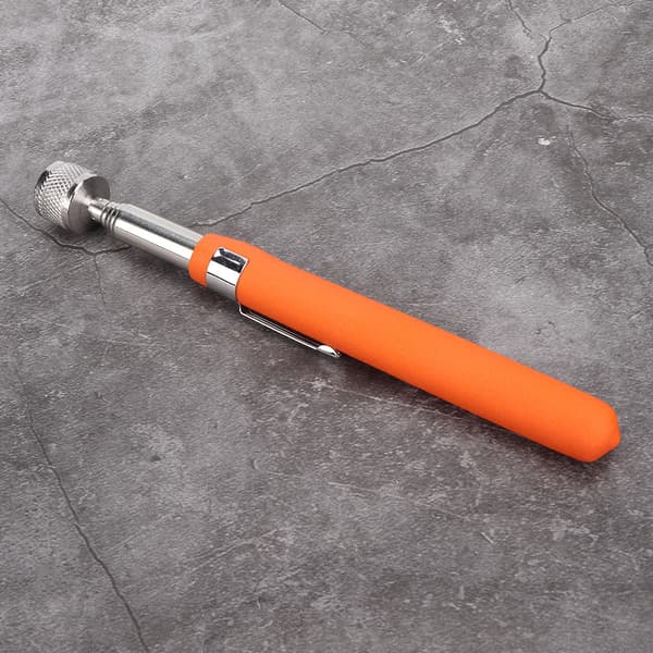 Halkfri Magnetisk Teleskopisk Infällbar Plocksticka Plockverktyg med LED-ljus Orange