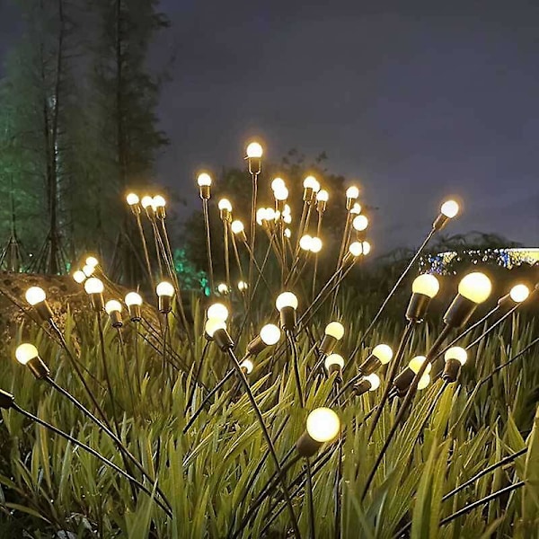 Vandtæt Firefly Formet Solar LED Lys Udendørs Have Dekoration Dekorativt Landskabslys, Varmt Farvelys, 6 Lys