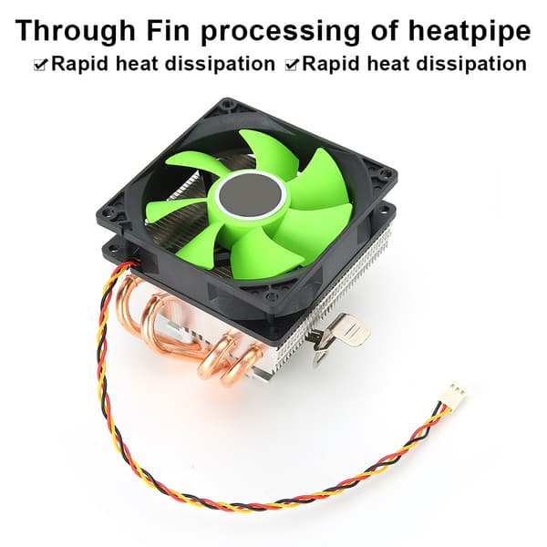 CPU Køler Radiator Down-Shot 4 Messing Heatpipe Generel Computer Blæser (3pin uden lys) (Grøn)