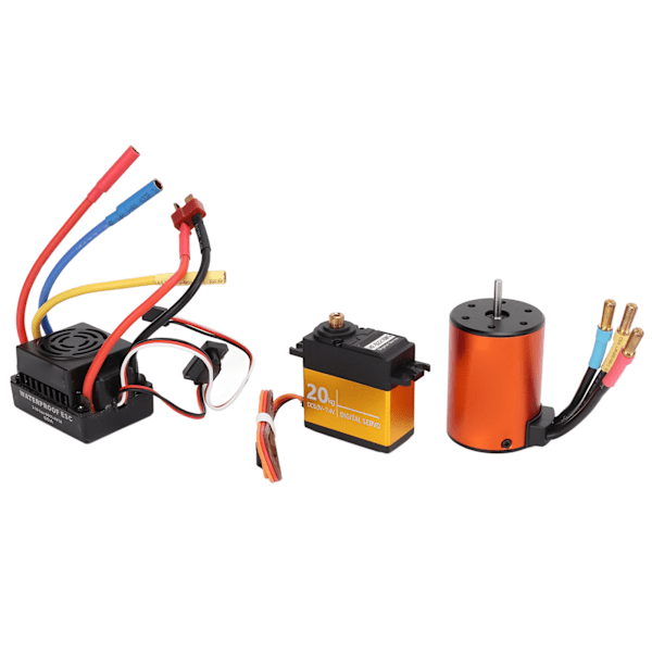 3650 3900KV Borstlös Motor 60A ESC 20kg Styrväxel Set Uppgraderad Vattentät för 1/10RC Fjärrkontrollbil