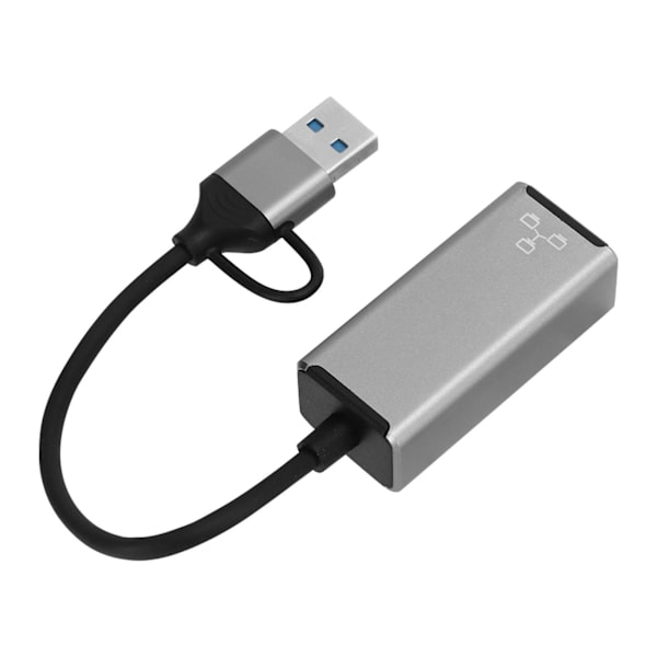 Typ C till Ethernet-adapter USB A till RJ45 nätverksadapter för bärbara datorer Mobiltelefoner Tabletter