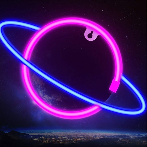 Planet Neon Lampe LED Neon Skilt Strimmel 5V Desktop Dekorativt Lys til Soveværelse Stue Dekoration